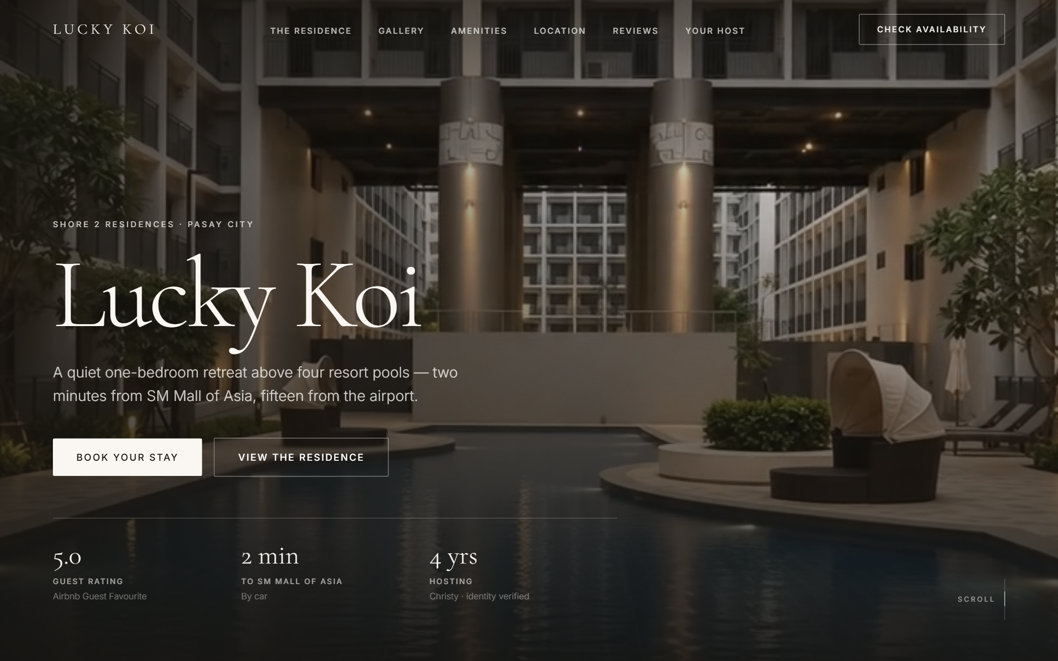 Lucky Koi — Shore 2 Residences direct-booking site